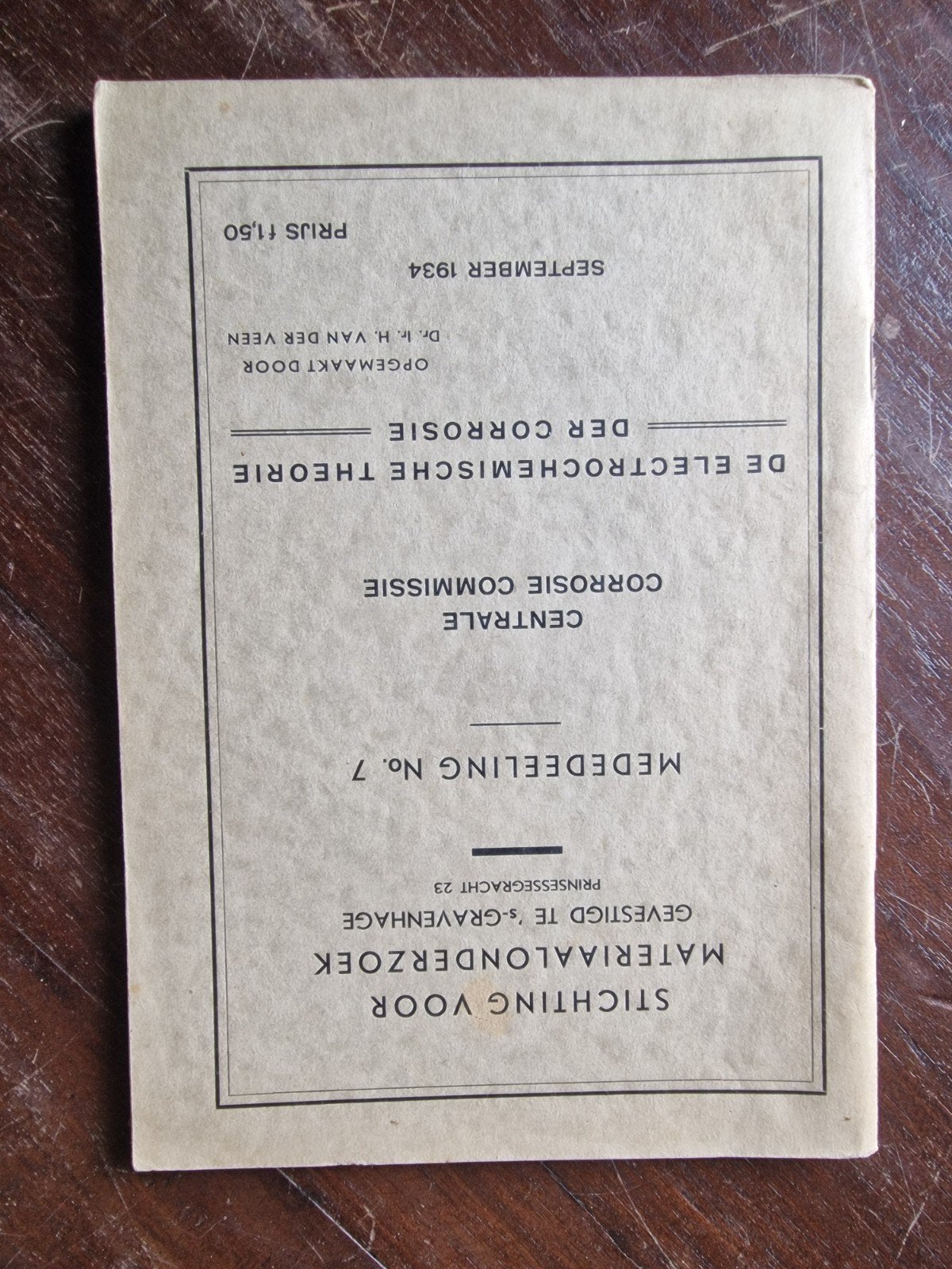 De Elektrochemische Theorie der Corrosie, Boeken, Ophalen of Verzenden, Gelezen, Overige onderwerpen, Dr. Ir. H. van der Veen
