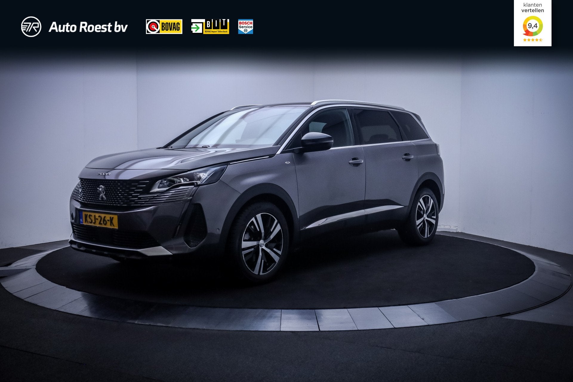 Peugeot 5008 1.6T 180pk Aut. 7p GT-Line FULL LED | 360 CAM |, Gebruikt, Zwart, 4 cilinders, 181 pk