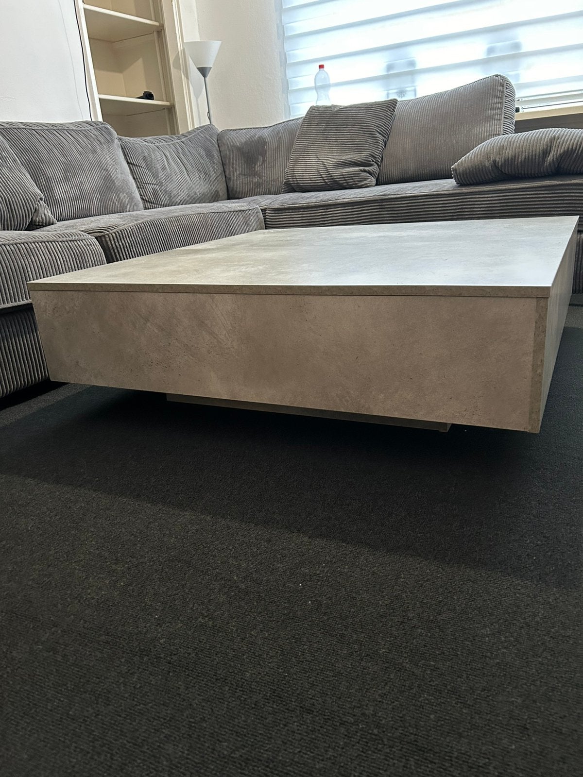 Houten salontafel marmeren print, Ophalen, 100 tot 150 cm, Vierkant, 50 tot 100 cm
