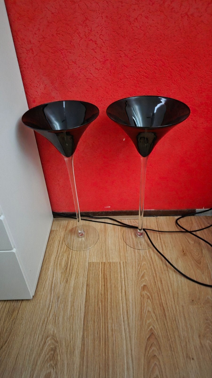 Trompet glazen vazen - 70 cm hoog, 29 cm doorsnee, Gebruikt, Modern, elegant, Ophalen of Verzenden, Glas