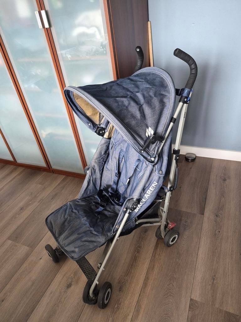 Maclaren Buggy - denim, incl. regenhoes, Kinderen en Baby's, Buggy's, Gebruikt, Maclaren, Verstelbare rugleuning, Zonnekap, Ophalen
