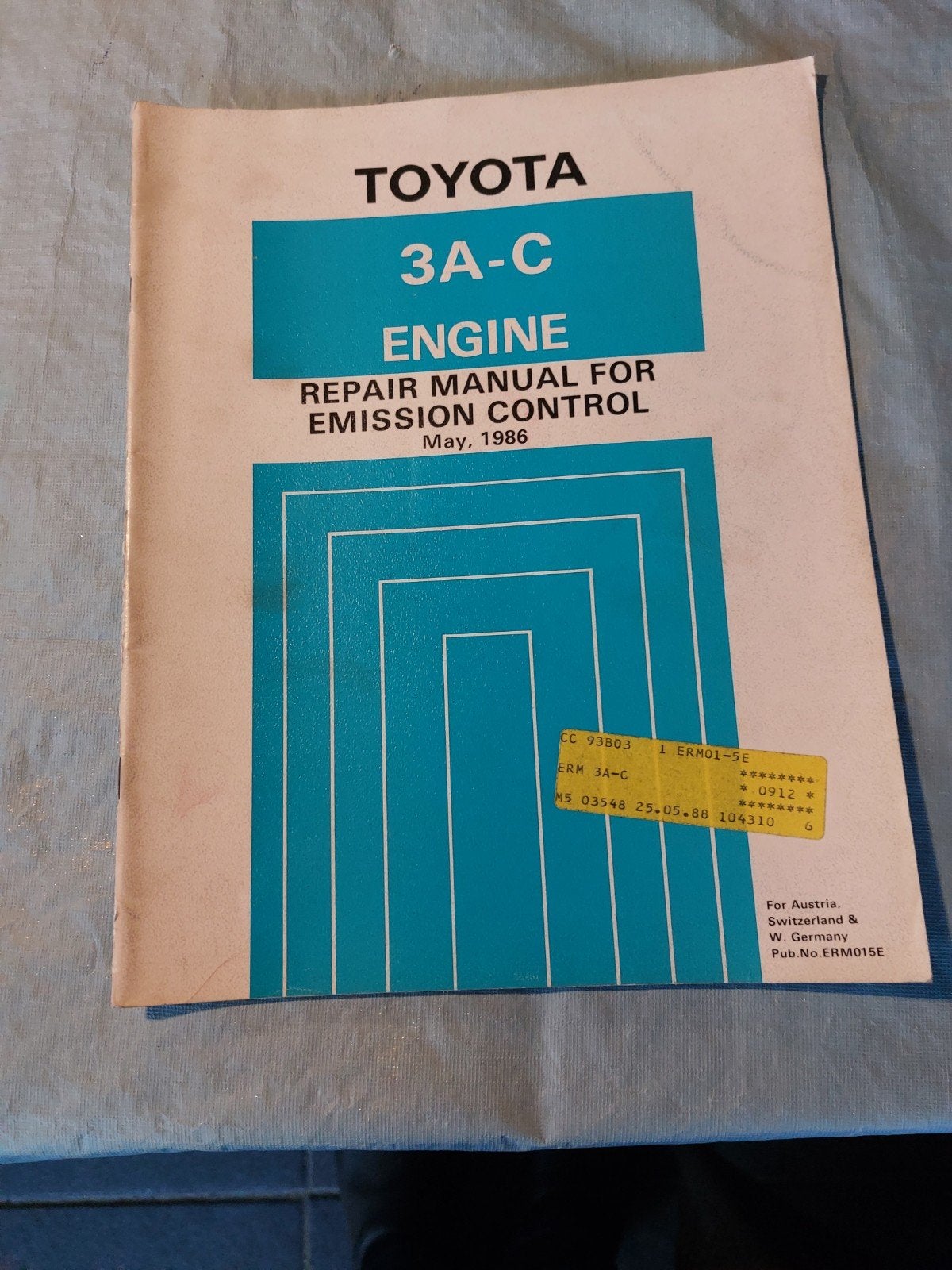 REPAIR MANUAL FOR EMISSION CONTROL TOYOTA 3A-C ENGINE TERCEL, Ophalen of Verzenden