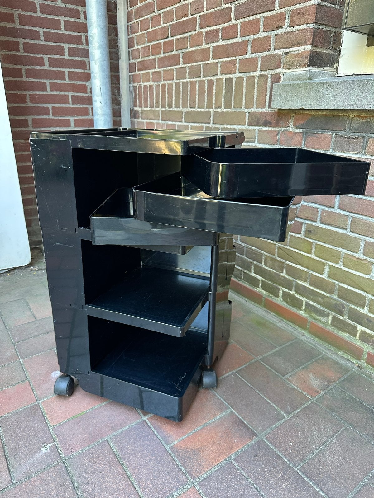 Boby Trolley van Joe Colombo, ‘70, Ophalen, Zwart, 73 cm, Gemerkt