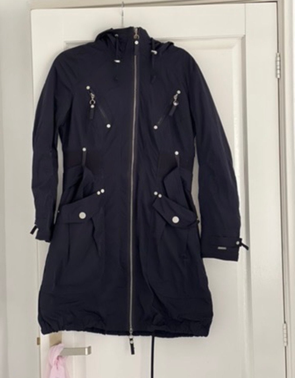 ZGAN Discovering trenchcoat / jas maat 36, Kleding | Dames, Ophalen of Verzenden, Zo goed als nieuw, Maat 36 (S), Blauw