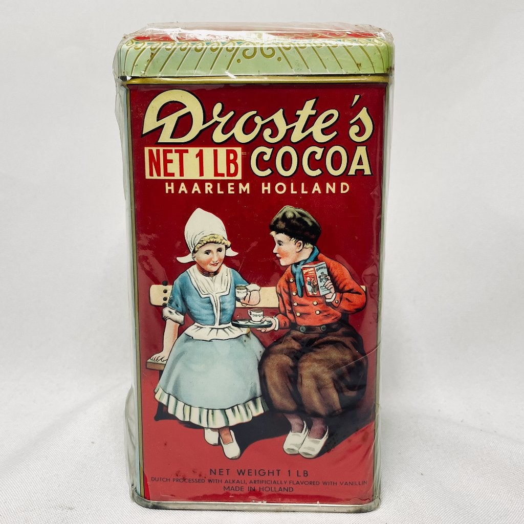Droste cacao Boer en Boerin NET 1LB blik met zegel, Verzamelen, Ophalen of Verzenden, Gebruikt, Overige, Droste