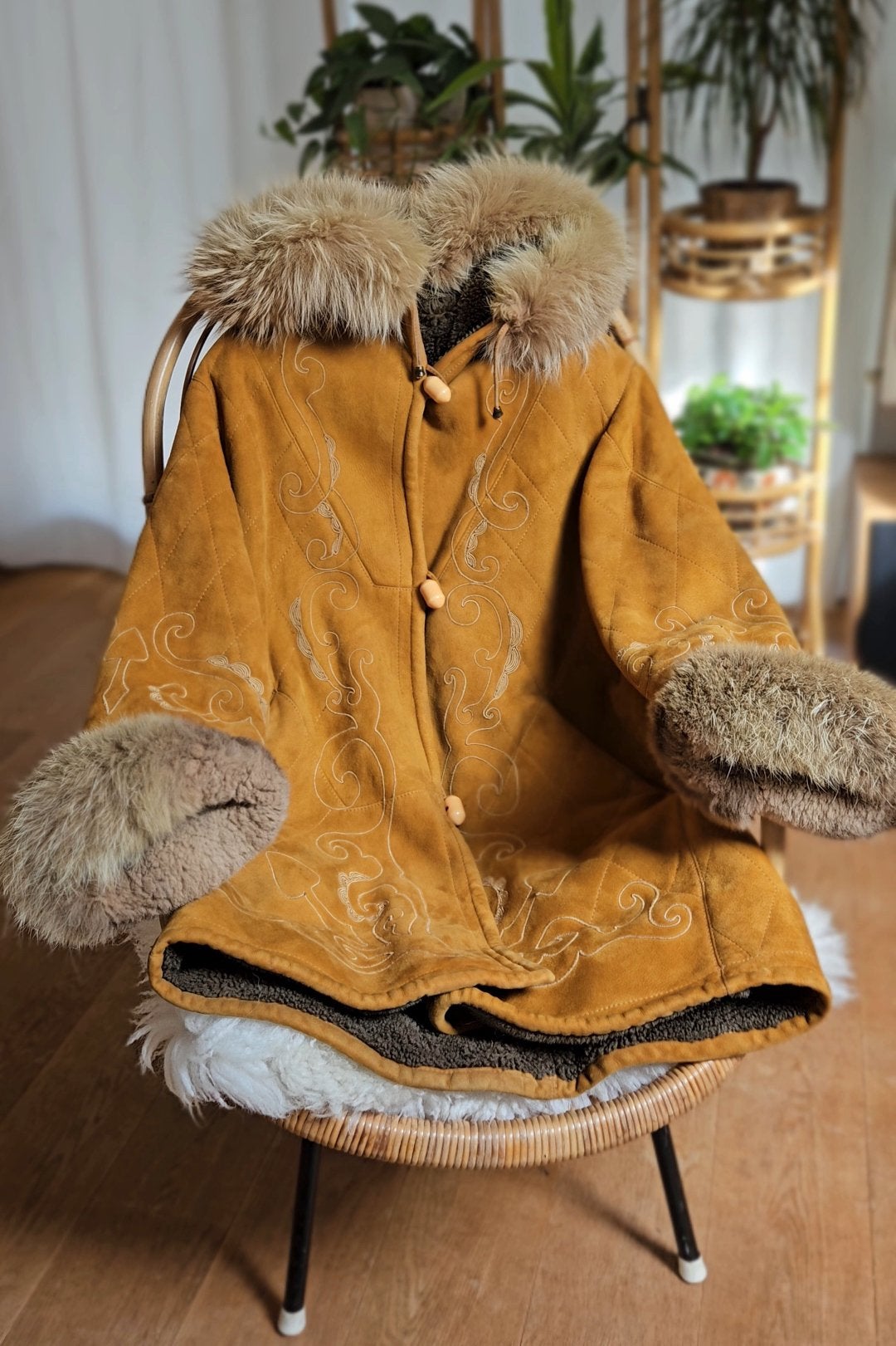 Vintage 70s afghaanse lammy shearling winter jas, Ophalen of Verzenden, Zo goed als nieuw, Maat 46/48 (XL) of groter, Bruin