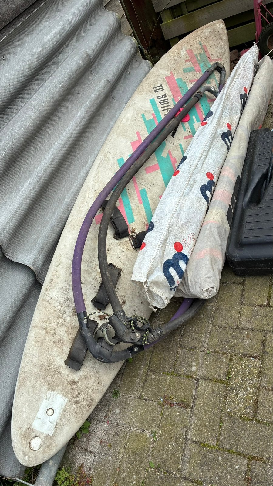 Surfplank met zeil en giek en mast, Ophalen, Gebruikt, 300 cm of meer, Plank