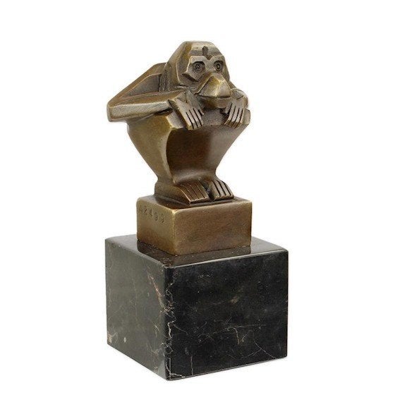 Art Deco Aap brons 12,6x6,2x5,6, Verzenden