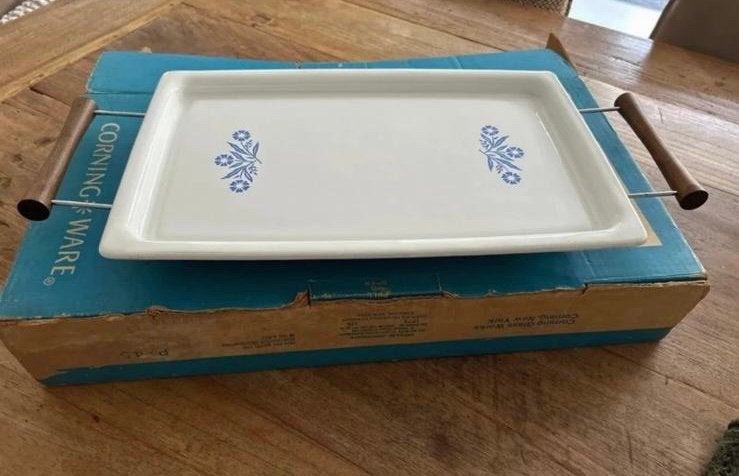 Vintage Corning Ware P-45 Broil-Bake Tray met handvatten, Ophalen of Verzenden