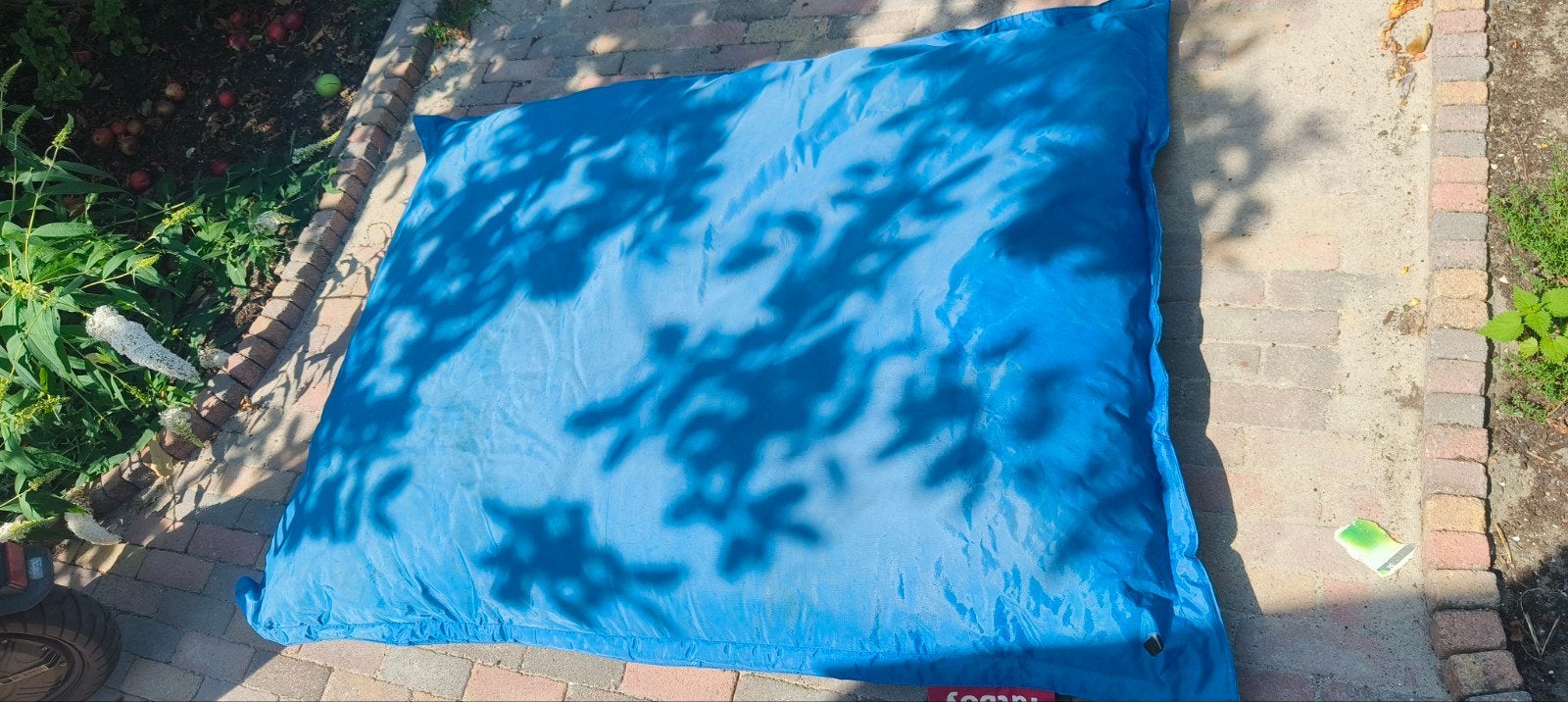 Fatboy zitzak blauw 160x120 met buitenbak - gerepareerd gat, Ophalen, Gebruikt