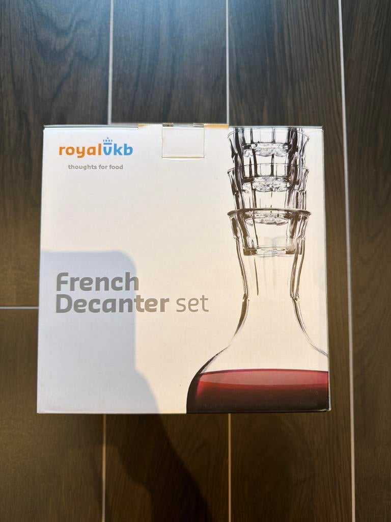 RoyalVKB French Decanter Set - Nieuw in doos, Huis en Inrichting, Keuken | Keukenbenodigdheden, Nieuw, Ophalen of Verzenden, Overige merken