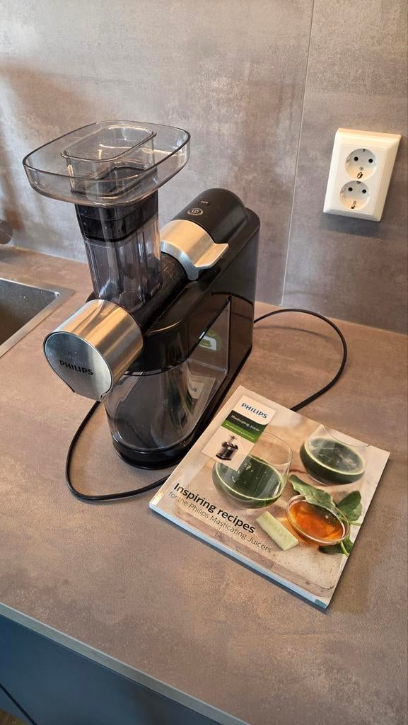 Philips Slowjuicer HR1946 - Verse sappen in een handomdraai, Witgoed en Apparatuur, Juicers, Zo goed als nieuw, Slowjuicer, Elektrisch