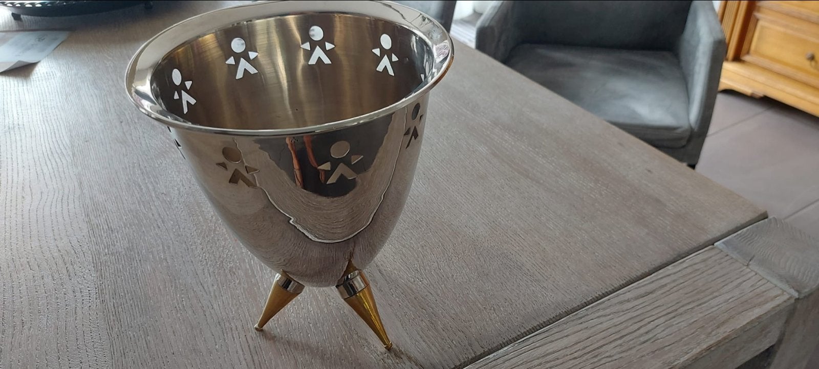 Alessi Wijnkoeler, hg. 24 cm., Siam. 21 cm., Ophalen, Gebruikt, Metaal, Koeler of IJsemmer