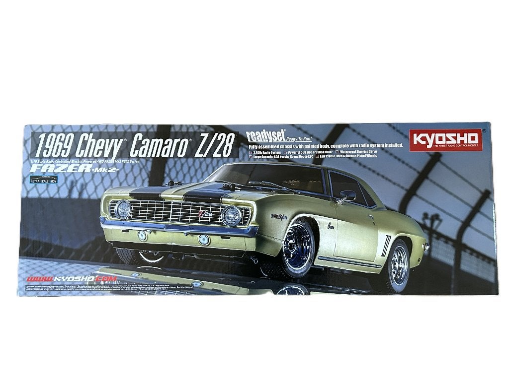 Kyosho Fazer MK2 Chevy Camaro Z28 1969 Frost Green 1:10, Elektro, Nieuw, Ophalen of Verzenden, Schaal 1:10