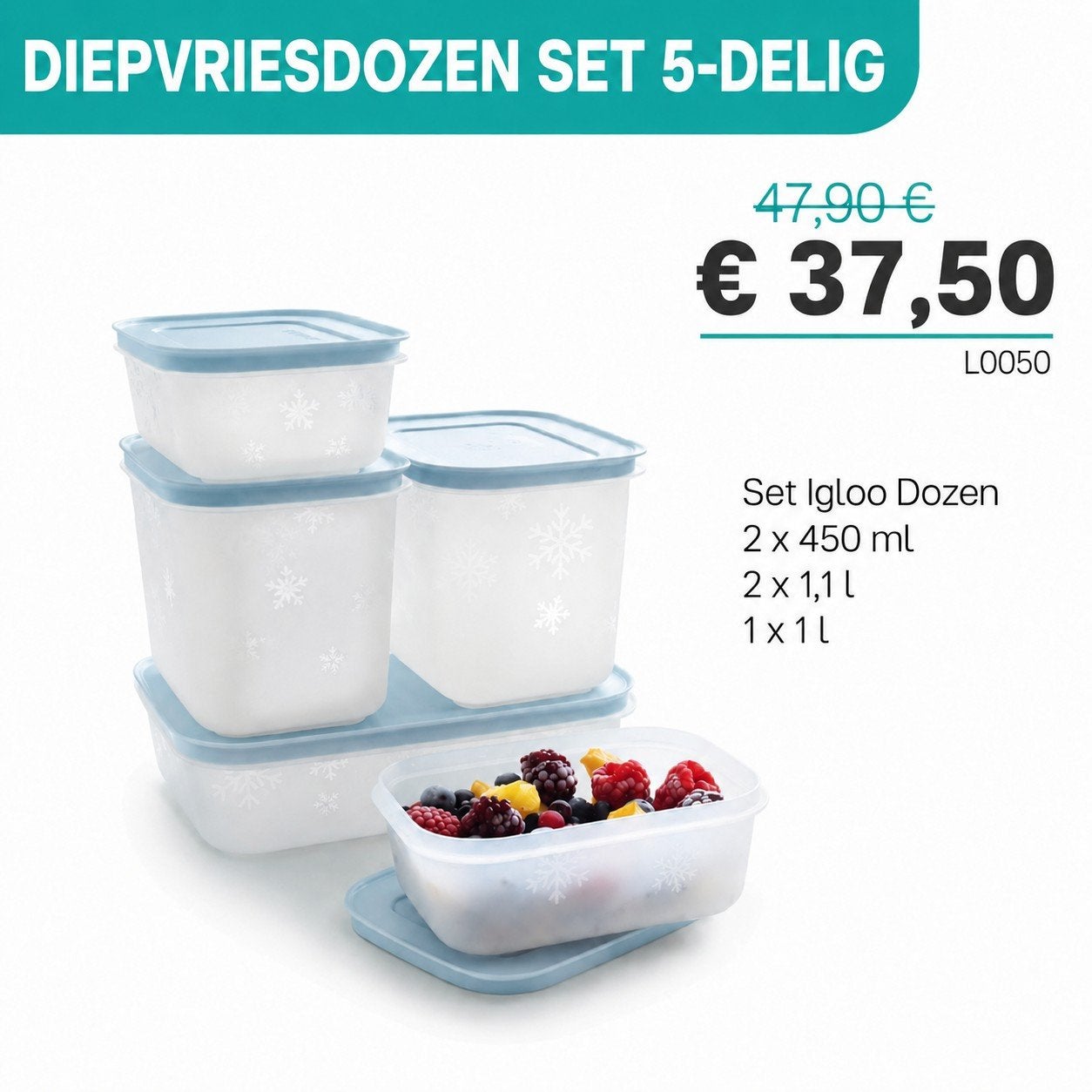 TUPPERWARE Diepriesdozenset 5-delig of losse dozen, Ophalen of Verzenden, Nieuw