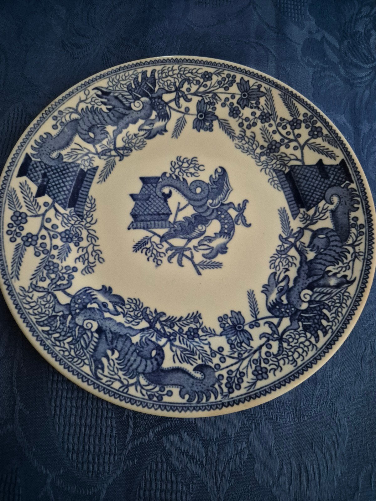 Antiek Petrus Regout 'Dragon' bord, blauw-wit, Maastricht, Ophalen of Verzenden
