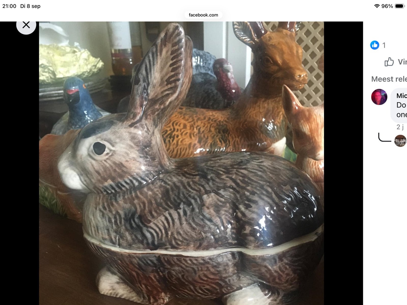 150 EURO GEBODEN voor GRIJZE haas terrine Michel Caugant!!, Antiek en Kunst, Ophalen of Verzenden