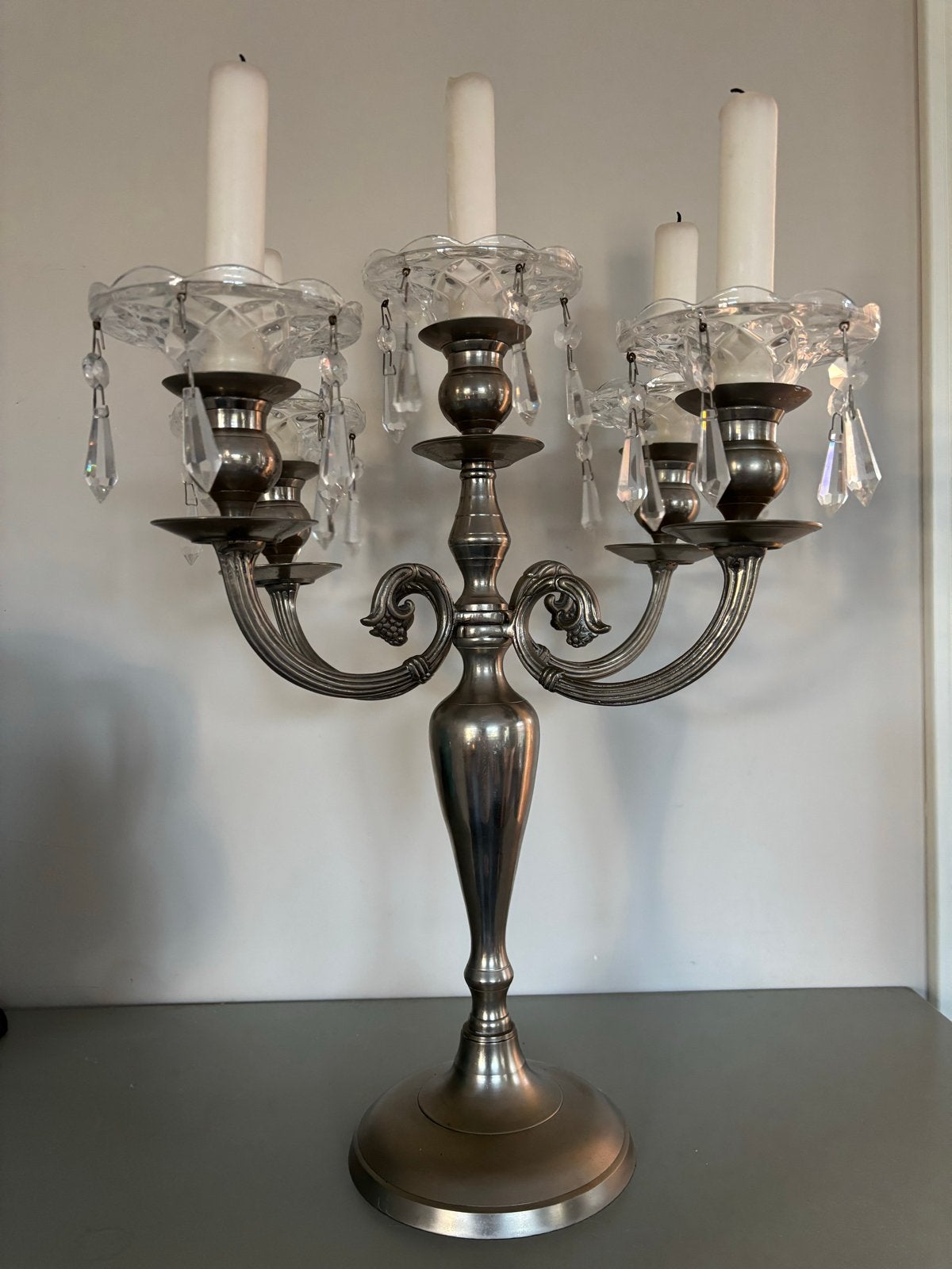 Elegante kandelaar met kristallen hangers, Ophalen, Overige materialen