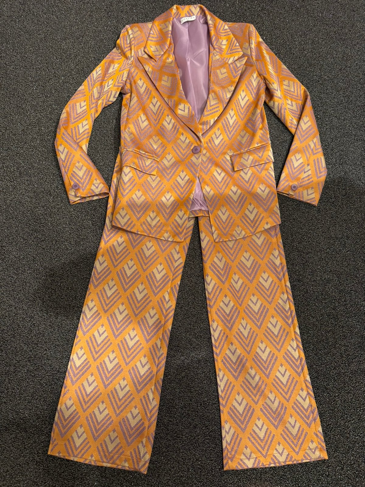 Nieuw Loavies pak colbert + broek oranje lila maat XS 34/36, Kostuum of Pak, Nieuw, Oranje, Ophalen of Verzenden