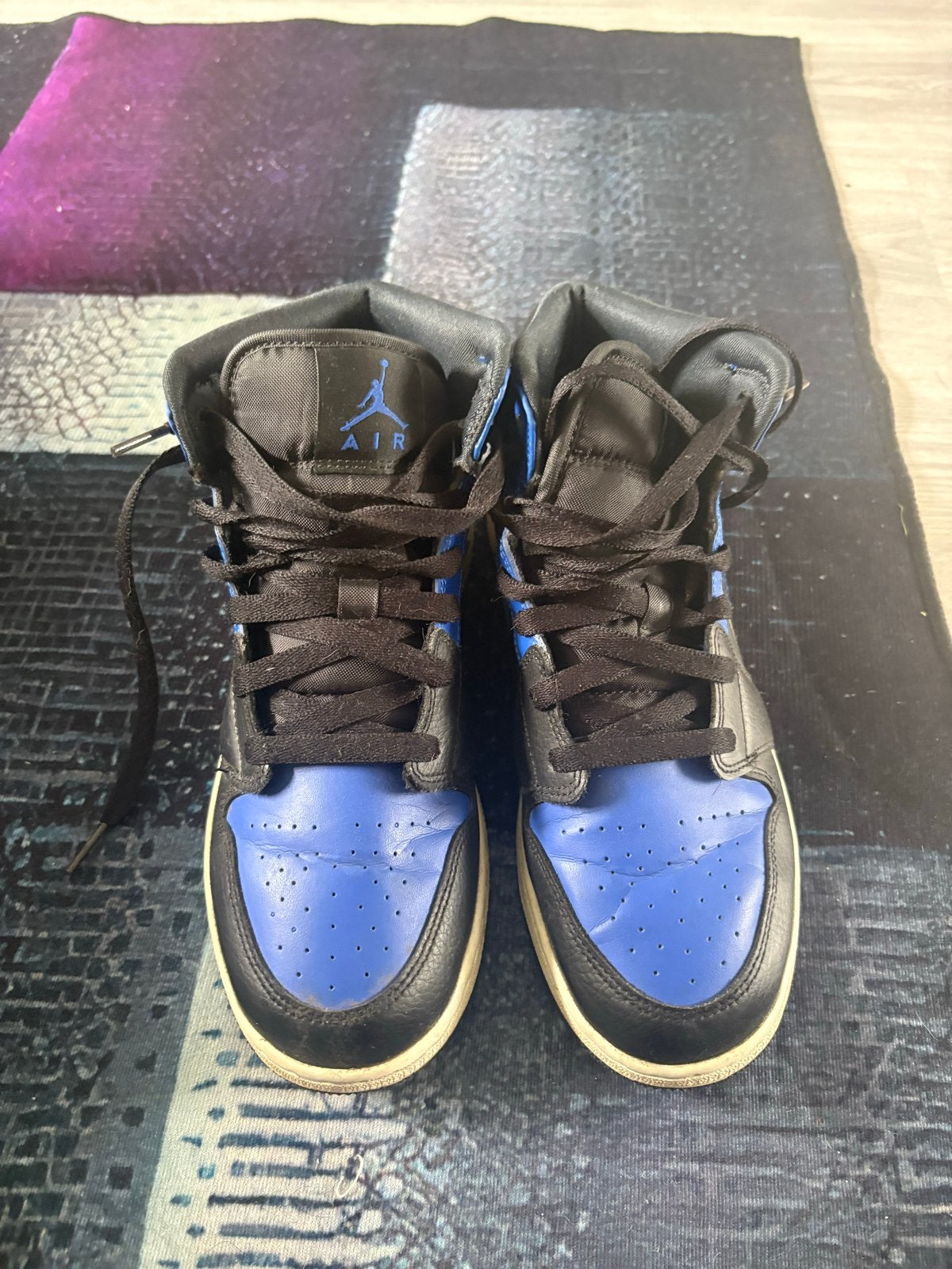 Nike Air Jordan 1 Mid Royal Blue Zwart Maat 40, Ophalen, Gedragen, Blauw, Sneakers of Gympen