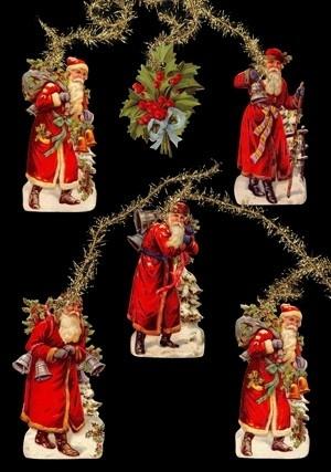 Kerstboomhangers Victoriaanse kerstmannen poezieplaat 6-307, Verzenden