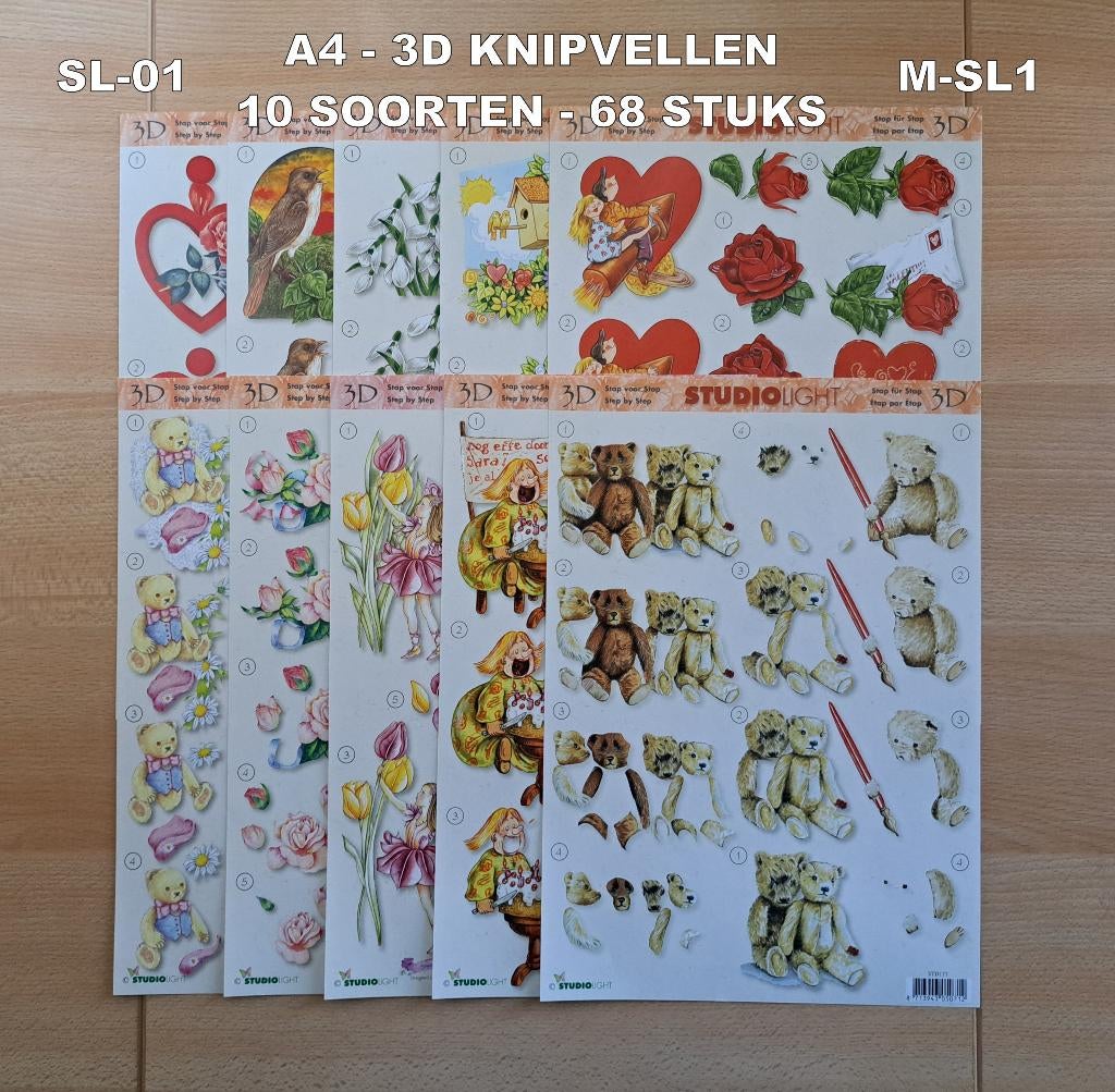 99...A4  KNIPVELLEN 33 SOORTEN-232 VELLEN STUDIO LIGHT-M1, Ophalen of Verzenden, Nieuw, Overige thema's, Knipvel