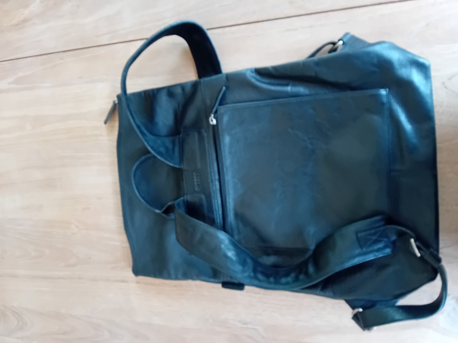 Grote zwarte leren Saccoo rugzak, Sieraden, Tassen en Uiterlijk, Tassen | Rugtassen, Ophalen of Verzenden, Zo goed als nieuw, Overige merken