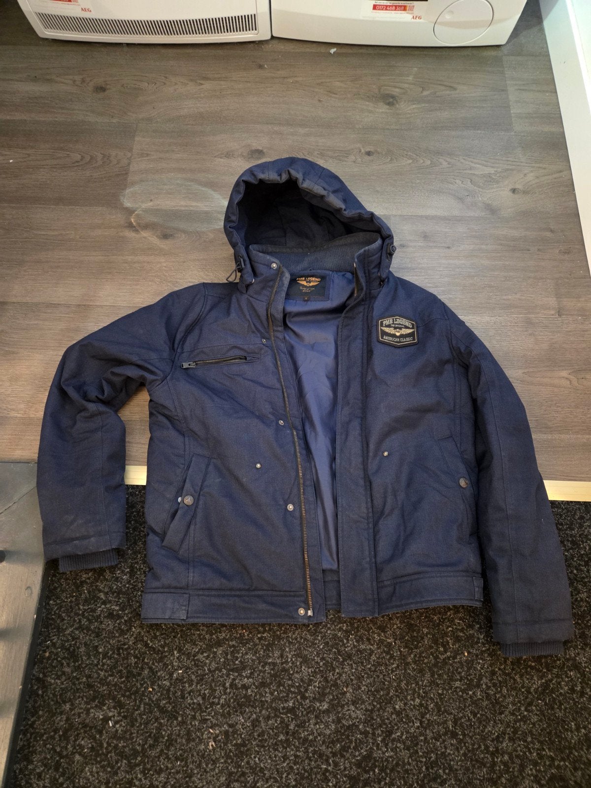 Heren winterjas PME Legends - Maat L, Kleding | Heren, Maat 52/54 (L), Blauw, Ophalen of Verzenden, Zo goed als nieuw