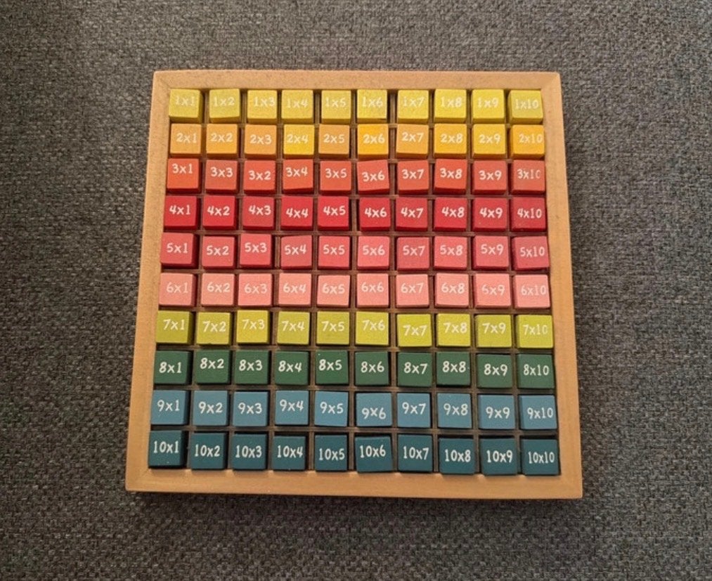 Houten Vermenigvuldigingsbord Montessori Educatief Speelgoed, Ophalen of Verzenden, Zo goed als nieuw, Rekenen