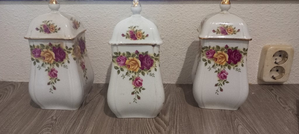 Set van 3 Vintage Bavaria Porseleinen Voorraadpotten, Antiek en Kunst, Ophalen