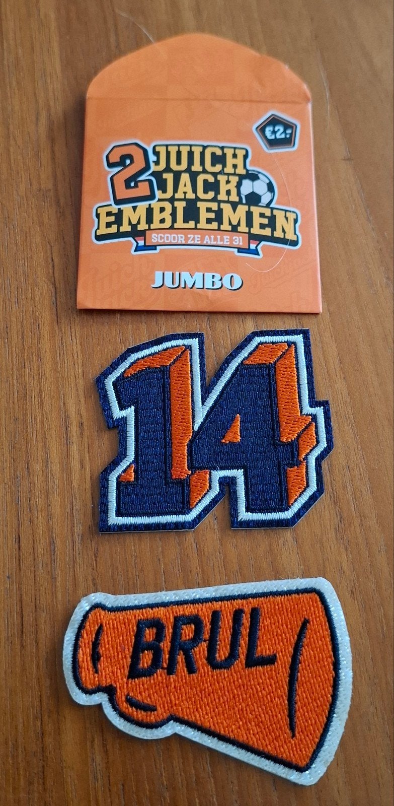 Jumbo Juich Jack Emblemen: Nummer 14 en Brul, Jumbo, Ophalen of Verzenden