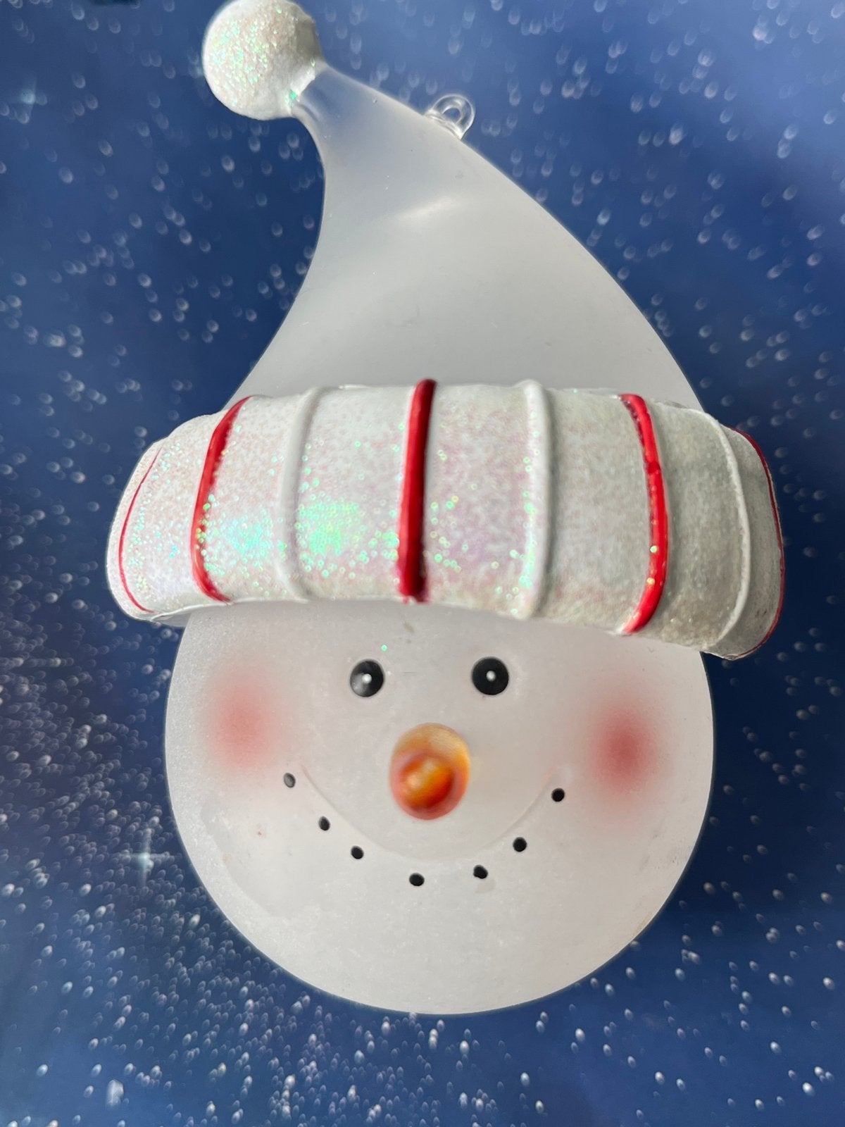 Leuke glazen kerstbal: sneeuwpop, Gebruikt, ., Ophalen of Verzenden, .