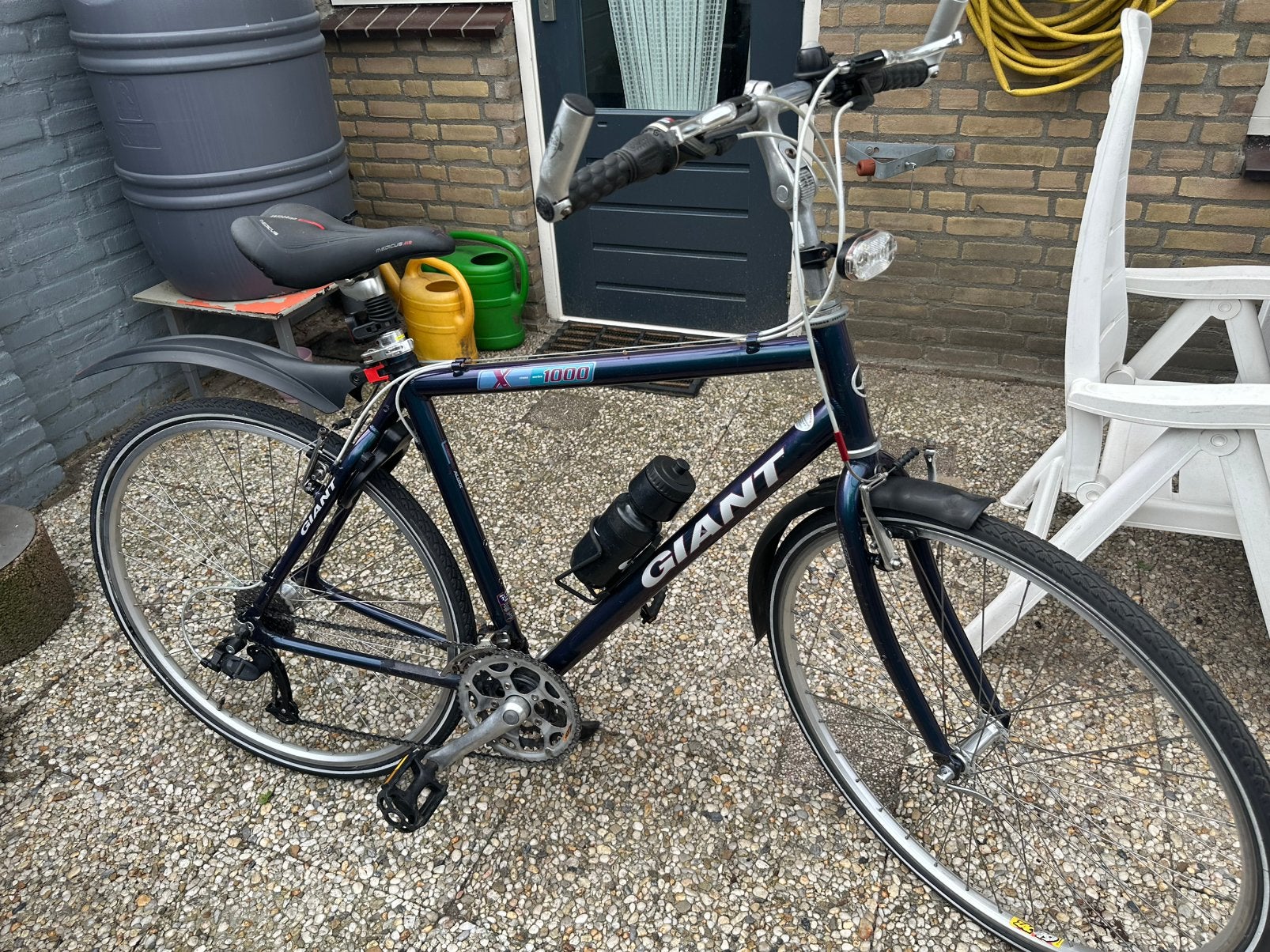 Heren Giant sport fiets metalic blauw igzt, maat 53, Ophalen, Velgrem, Versnellingen, Giant