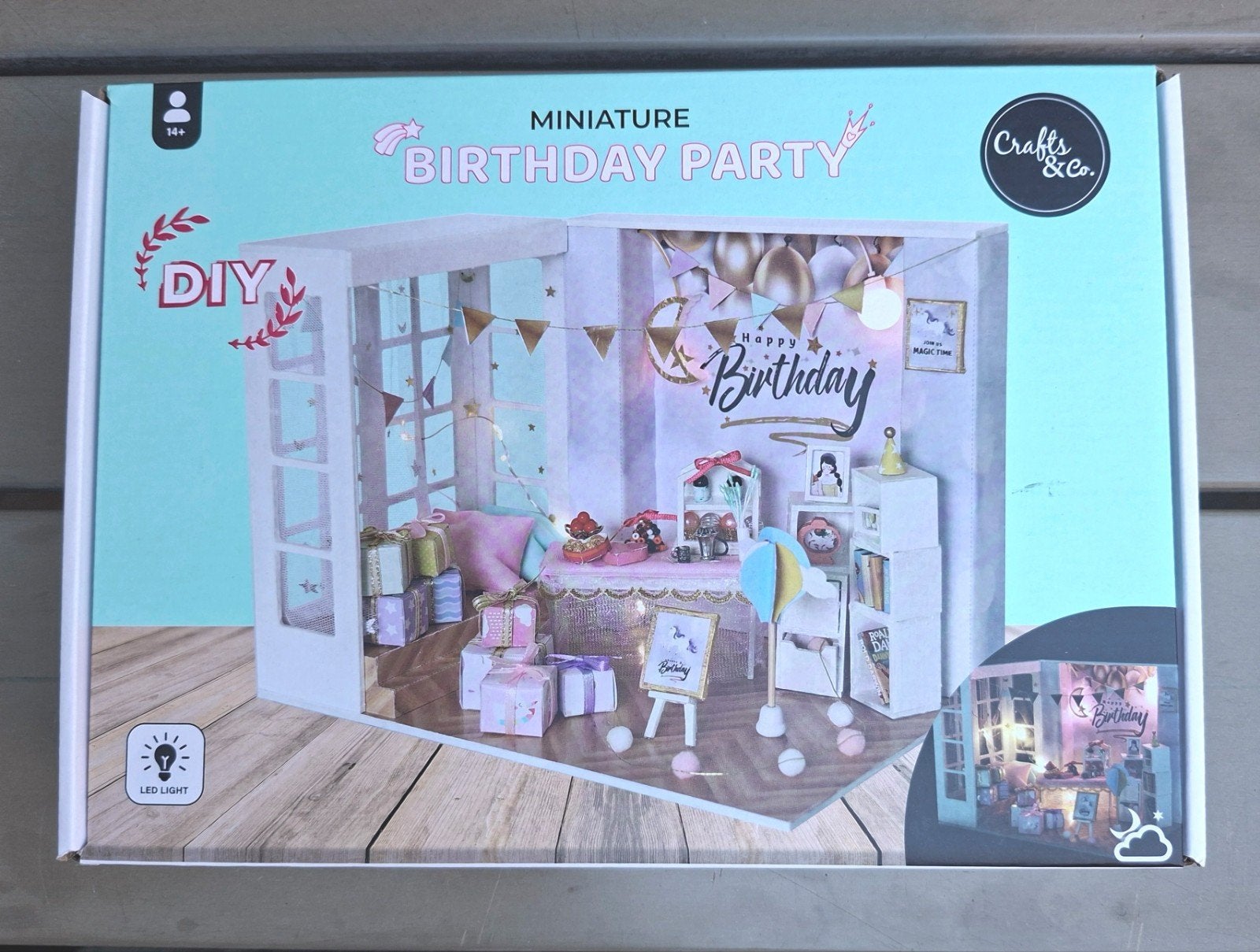 DIY Miniatuur Birthday Party Knutselset met LED, Overige thema's, Nieuw, Meerkleurig, Ophalen of Verzenden