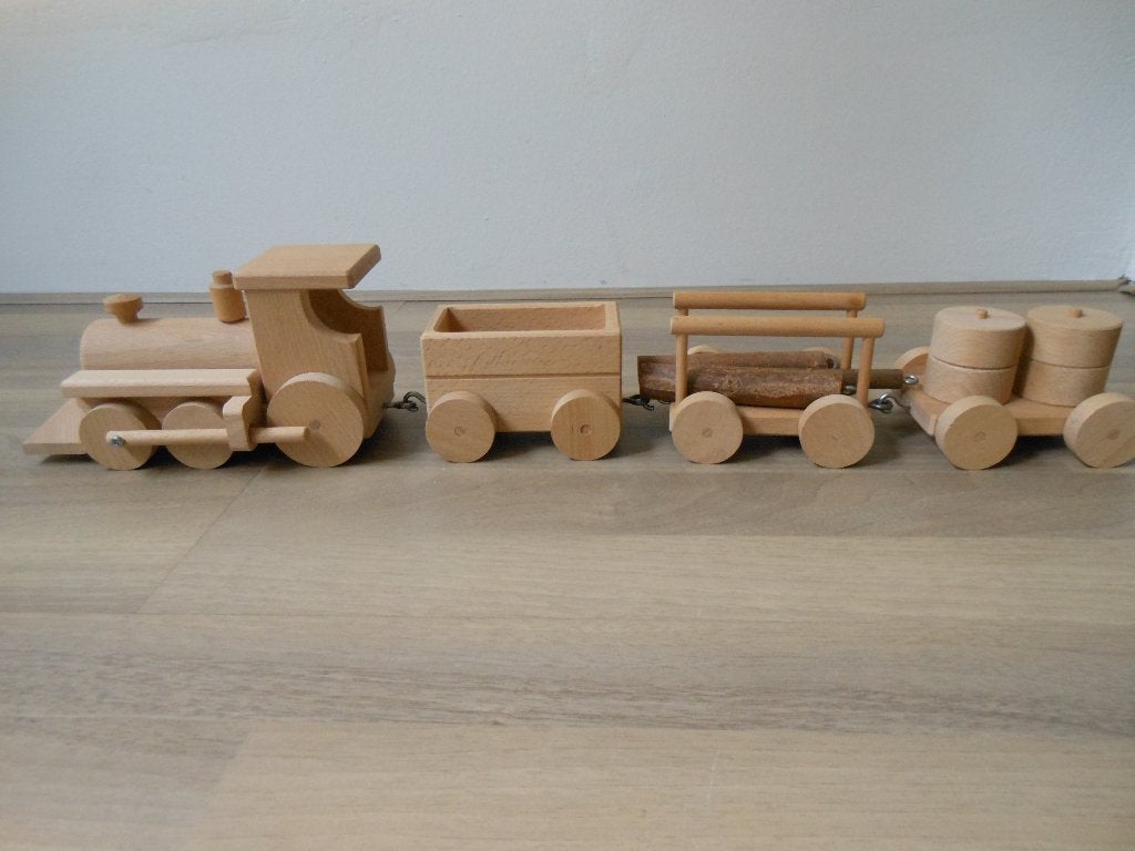 Houten trein ongeverfd hout, Ophalen of Verzenden, Gebruikt