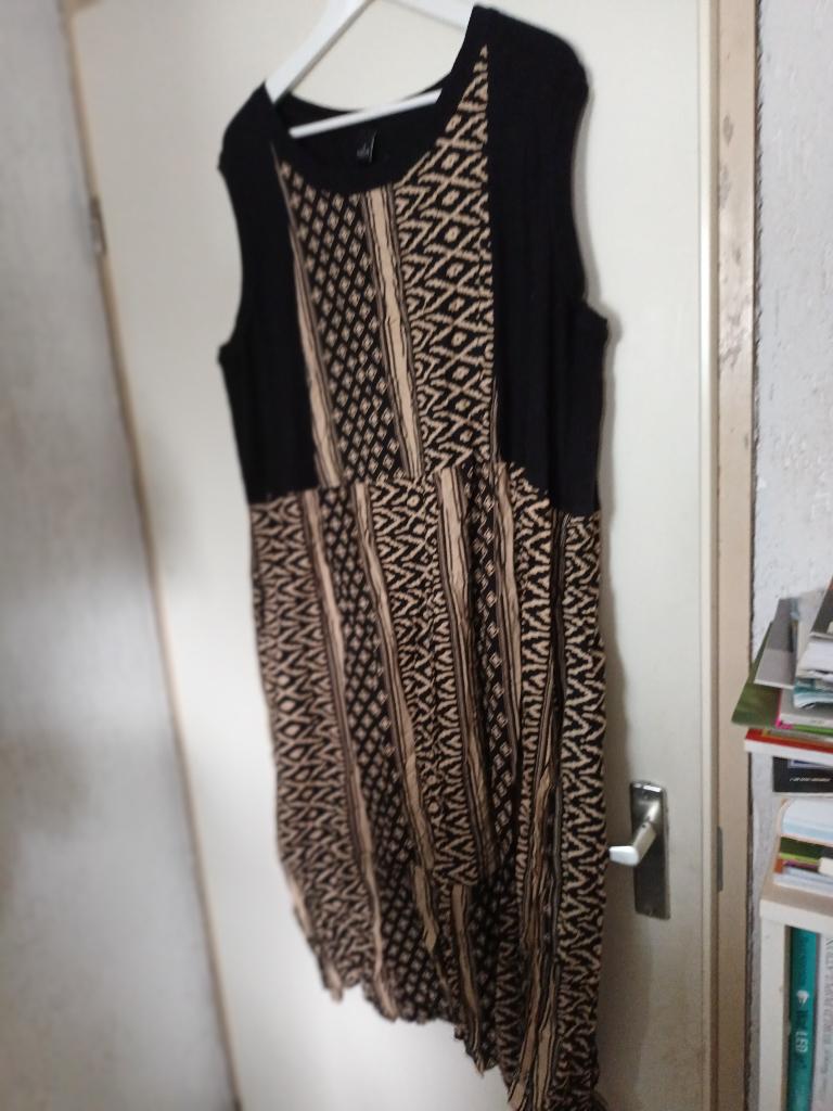 Nieuwe lange Adia jurk zomerjurk maat 50 XXL  zwart bruin, Nieuw, Ophalen of Verzenden, Adia, Jurk