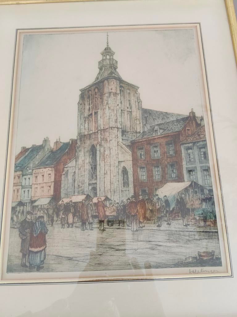 Originele pen/ ets tekening Han Jellinger, Antiek en Kunst, Ophalen of Verzenden