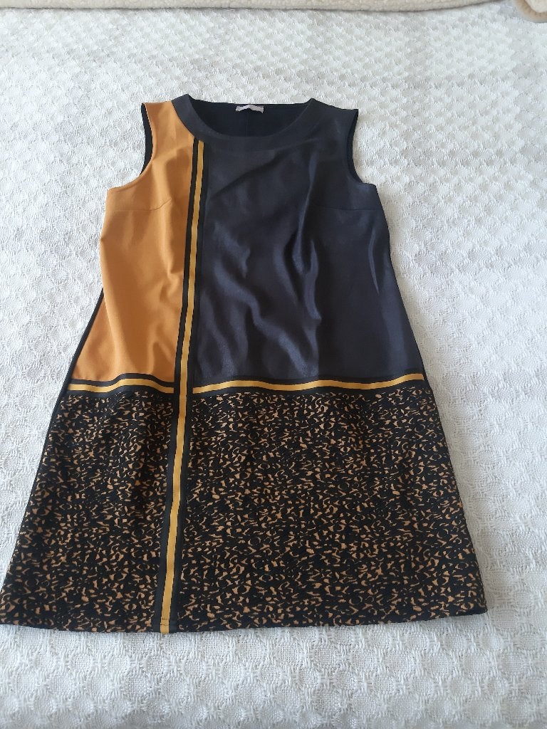 zwart met goudgeel jurk / tuniek Cams maat 44, Kleding | Dames, Ophalen, Zwart, Maat 42/44 (L), Zo goed als nieuw