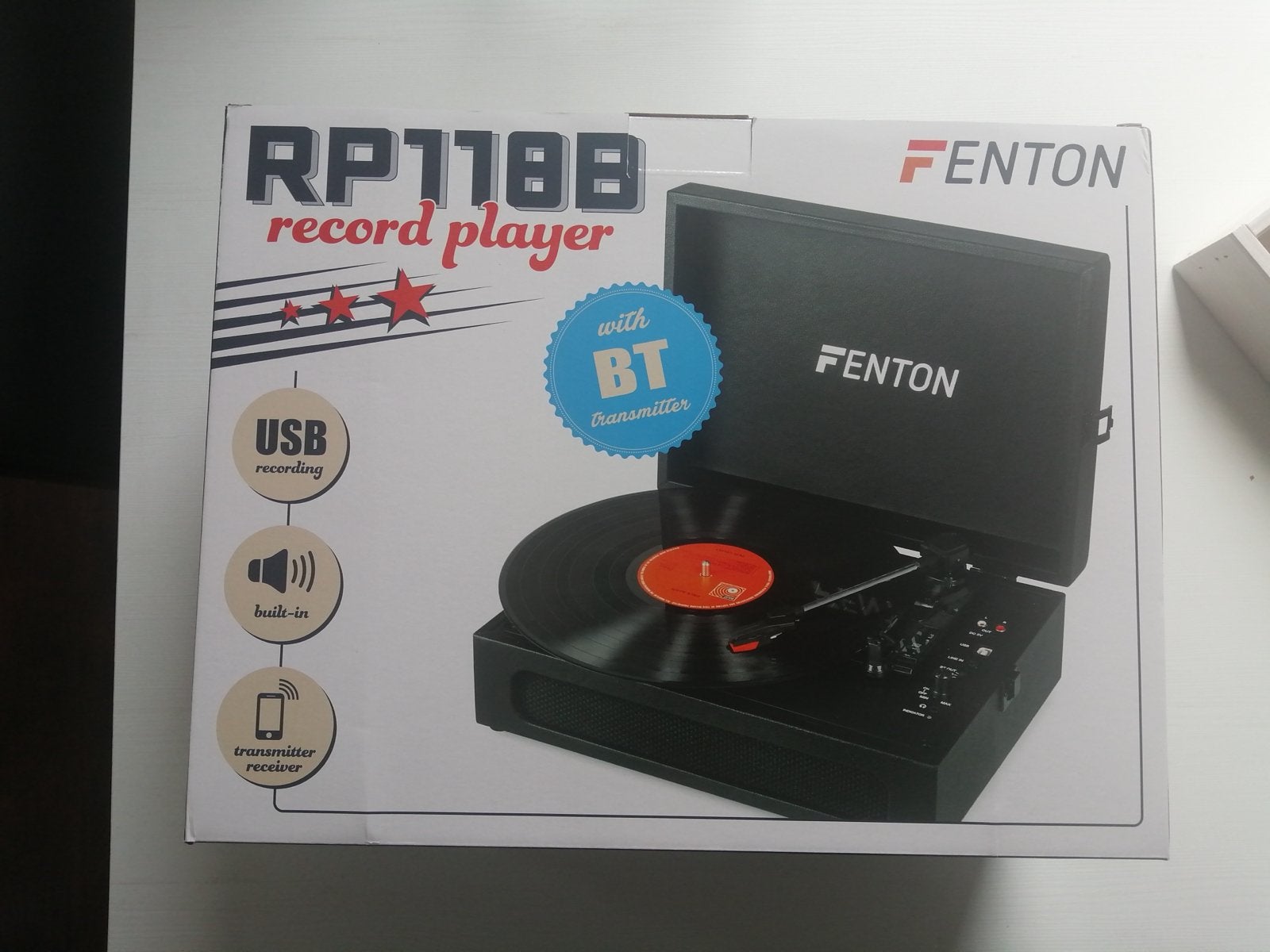 Fenton RP118B Platenspeler met Bluetooth - Nieuw in doos, Overige merken, Nieuw, Ophalen of Verzenden, USB-aansluiting