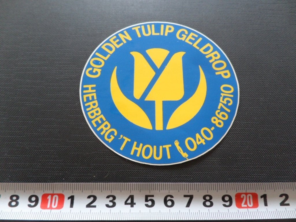 sticker Geldrop Herberg 't Hout Golden Tulip 040- 867510, Ophalen of Verzenden, Zo goed als nieuw