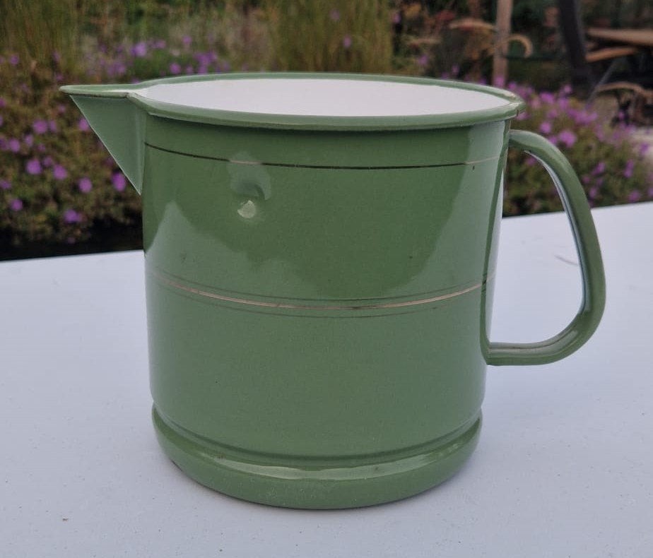 Groene emaille melkkan, Antiek en Kunst, Antiek | Emaille, Ophalen of Verzenden