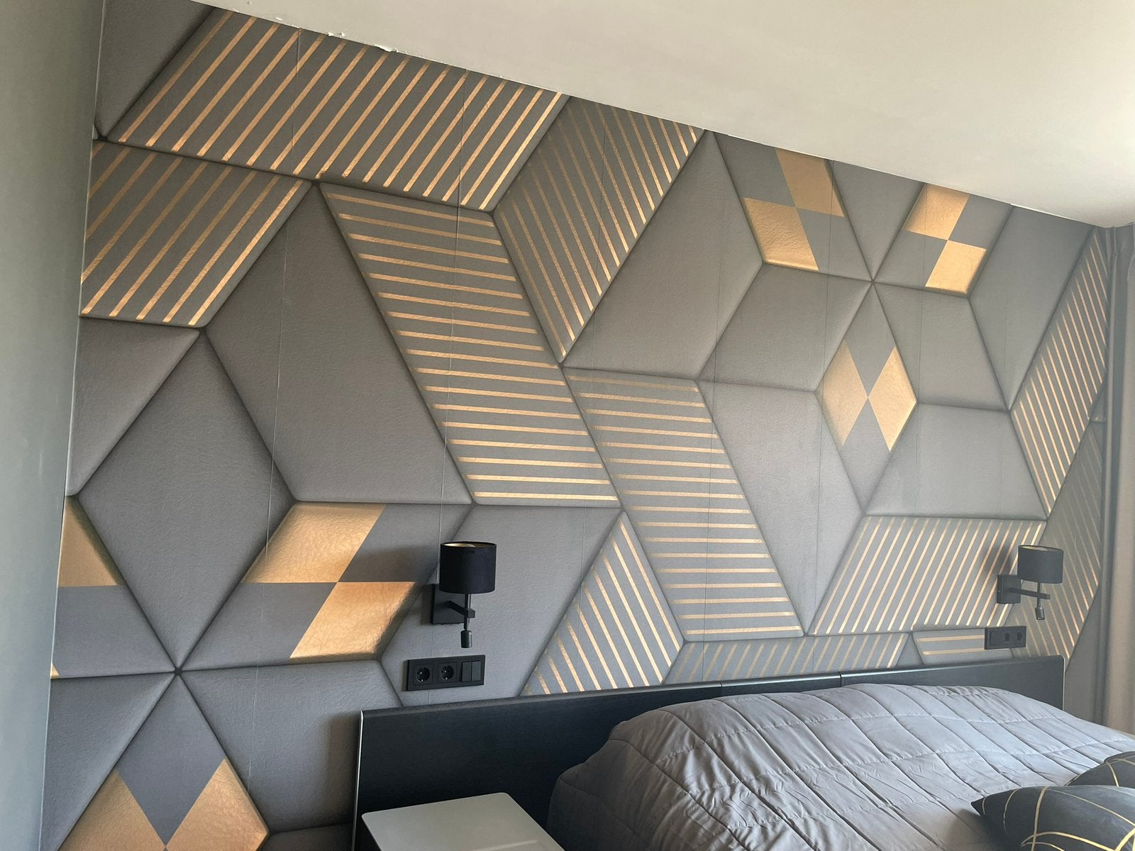 Uwall 3D fotobehang Geometrische Driehoeken, Geometrisch, Grijs, Modern, Ophalen of Verzenden