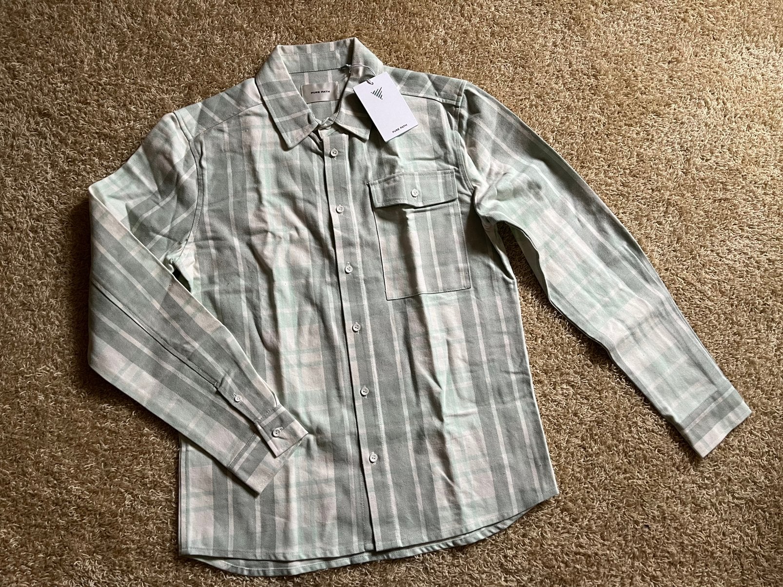 Pure Path blouse/overhemd geruit mint groen M NIEUW (129,99), Ophalen of Verzenden, Nieuw, Groen, Halswijdte 39/40 (M)