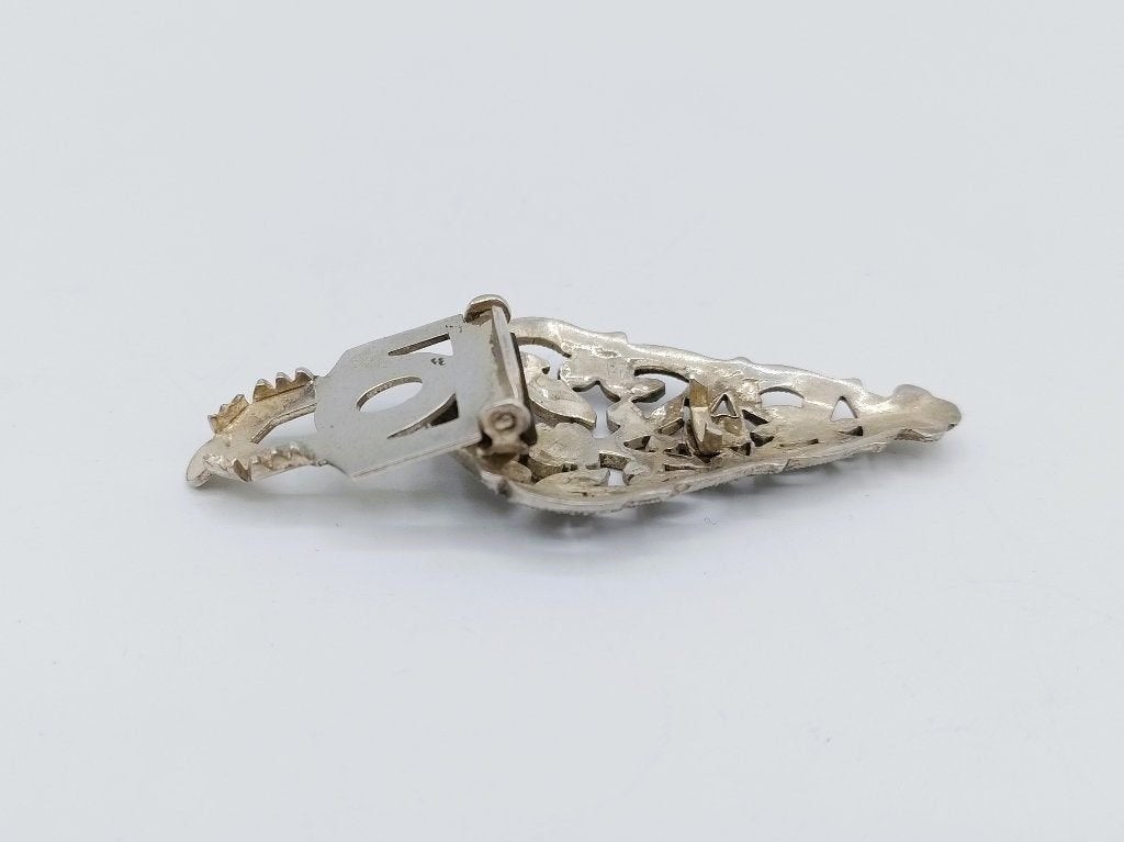 Zilveren clip broche met markasiet, Info@zilverwebsite.nl, Verzenden, Zo goed als nieuw, Zilverwebsite.nl