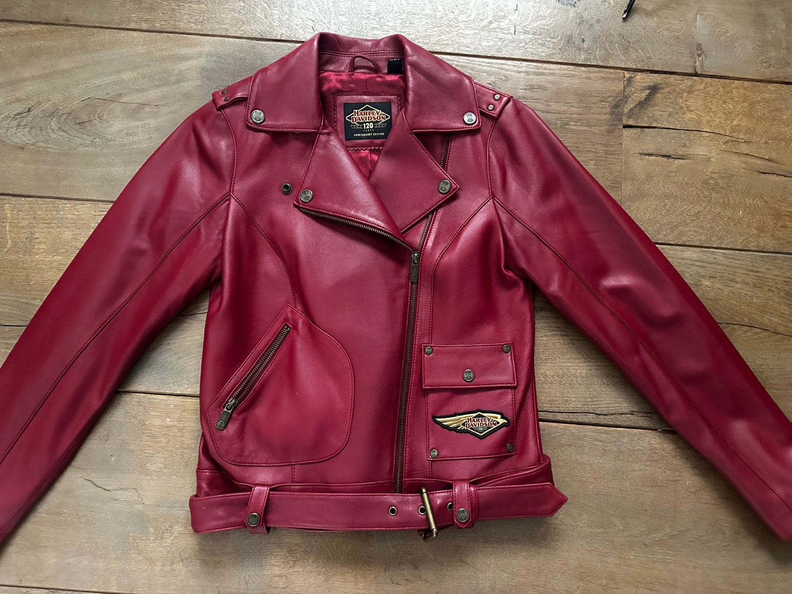 Harley davidson - dames leren jack Limited Edition 120 year, Ophalen of Verzenden, Zo goed als nieuw, Maat 34 (XS) of kleiner