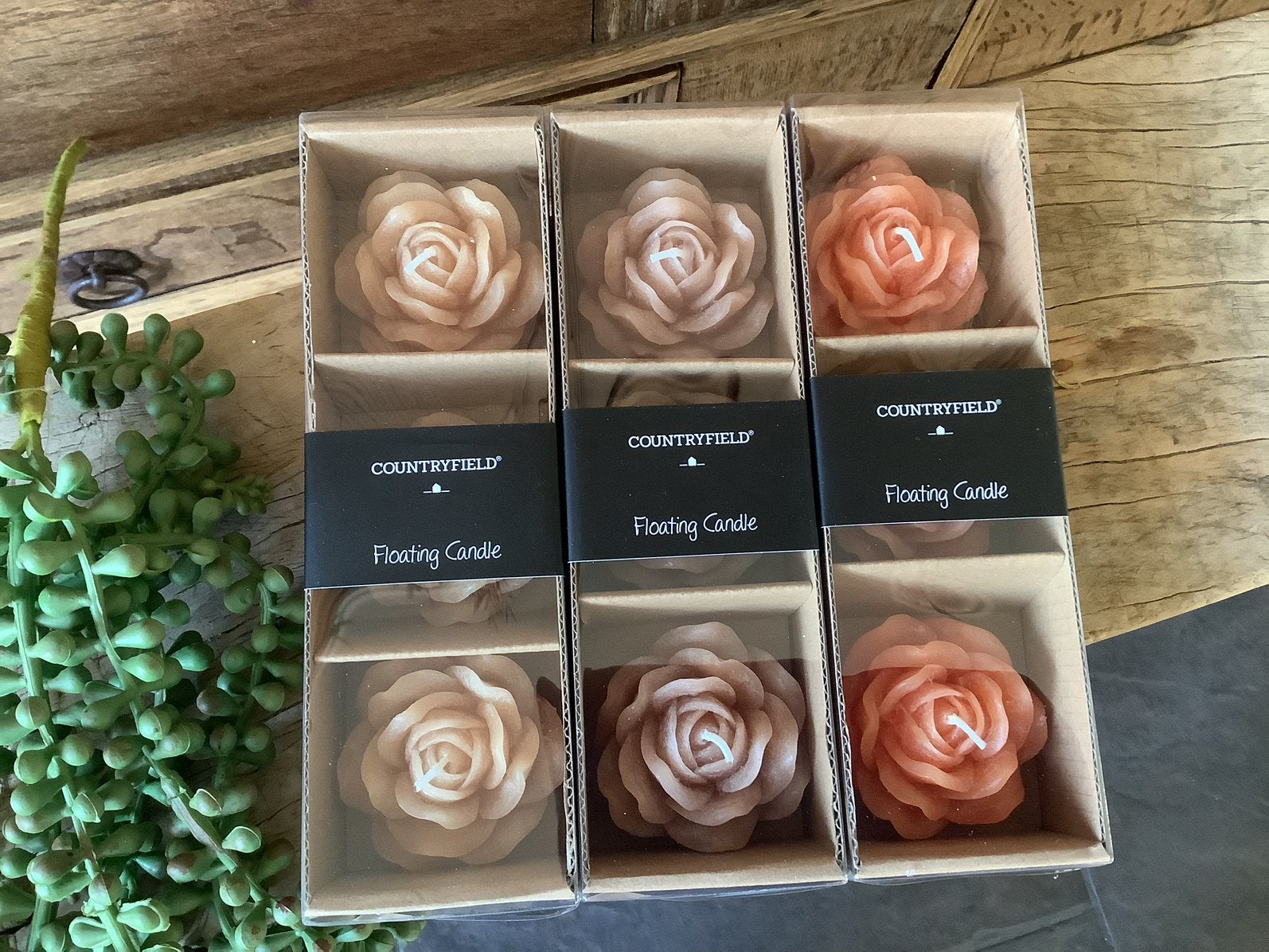 NIEUW 3 doosjes Countryfield rozen drijfkaarsen kaarsen, Ophalen of Verzenden, Nieuw