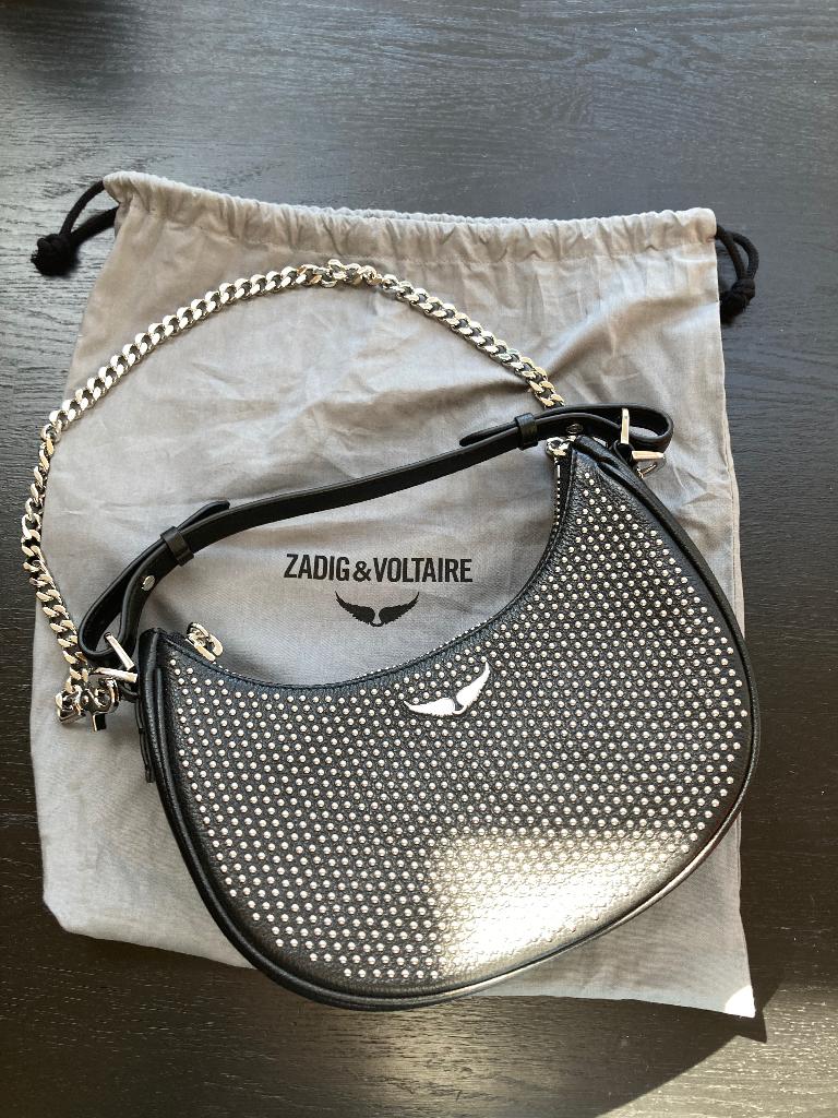 Nieuw Zadig &Voltaire Moon Rock tas met studs, zwart leer, Ophalen of Verzenden, Nieuw, Zwart, Schoudertasje