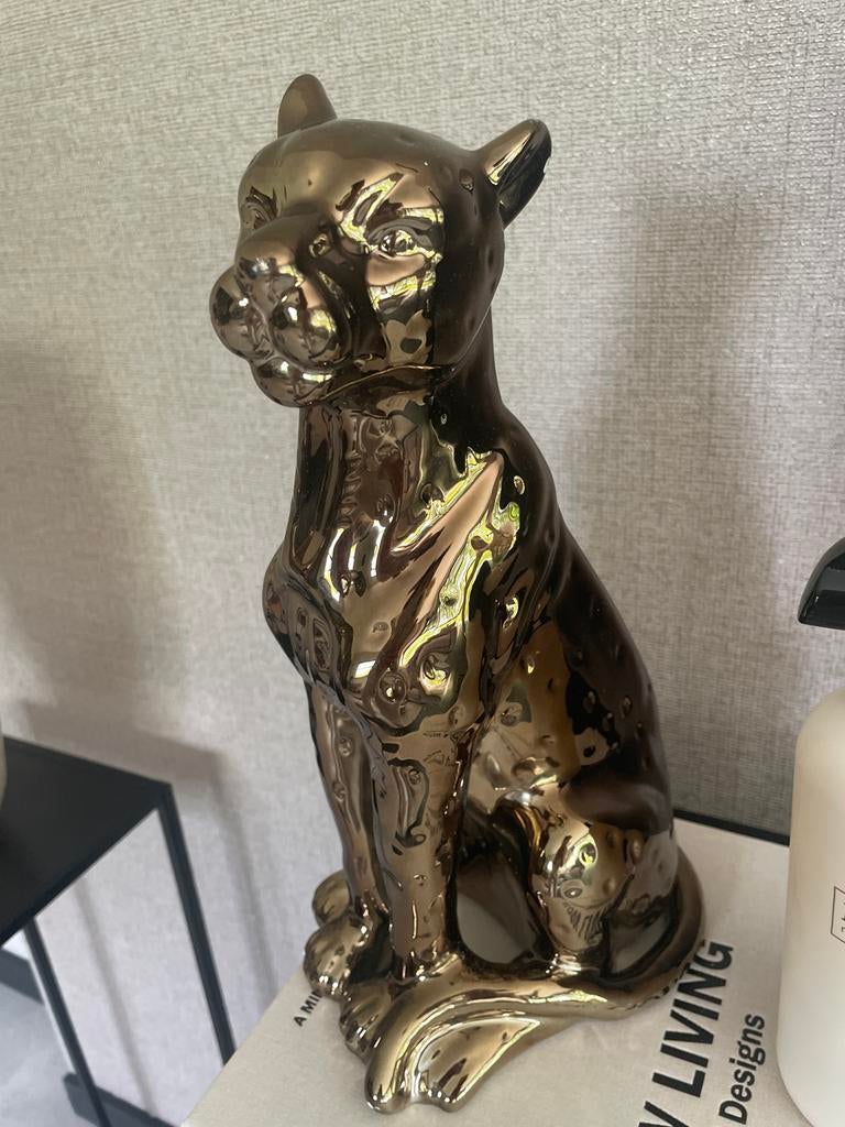 Goud/bronze Panter Beeld - Decoratief Woonaccessoire, Huis en Inrichting, Woonaccessoires | Overige, Ophalen of Verzenden, Zo goed als nieuw