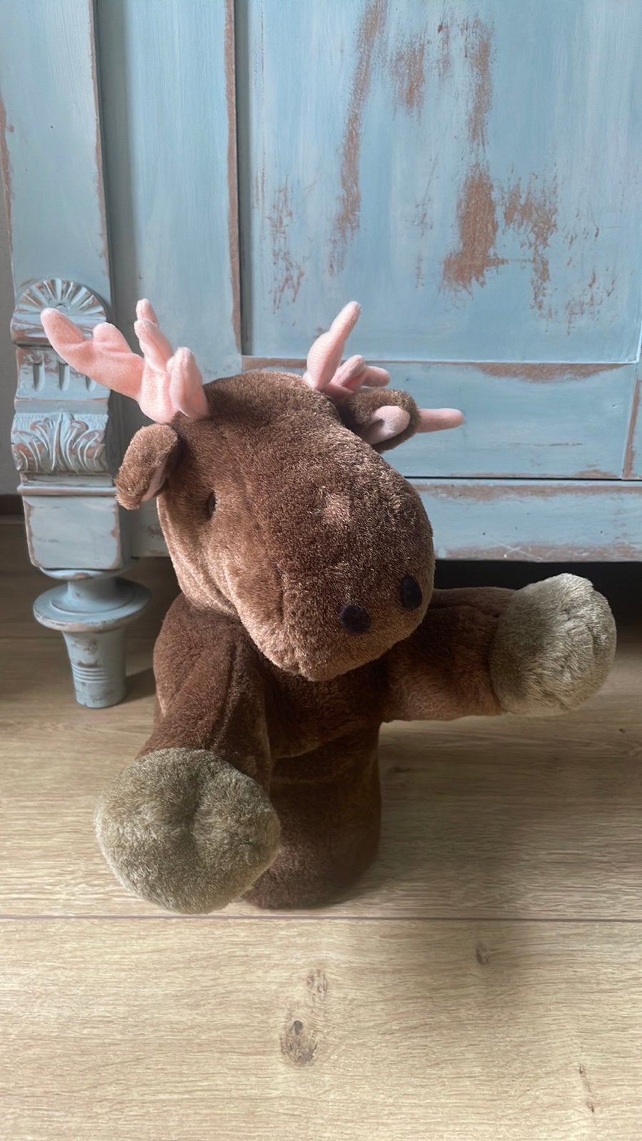 Fantastische handpop rendier pluche Lapland, Ophalen of Verzenden, Zo goed als nieuw, Overige typen