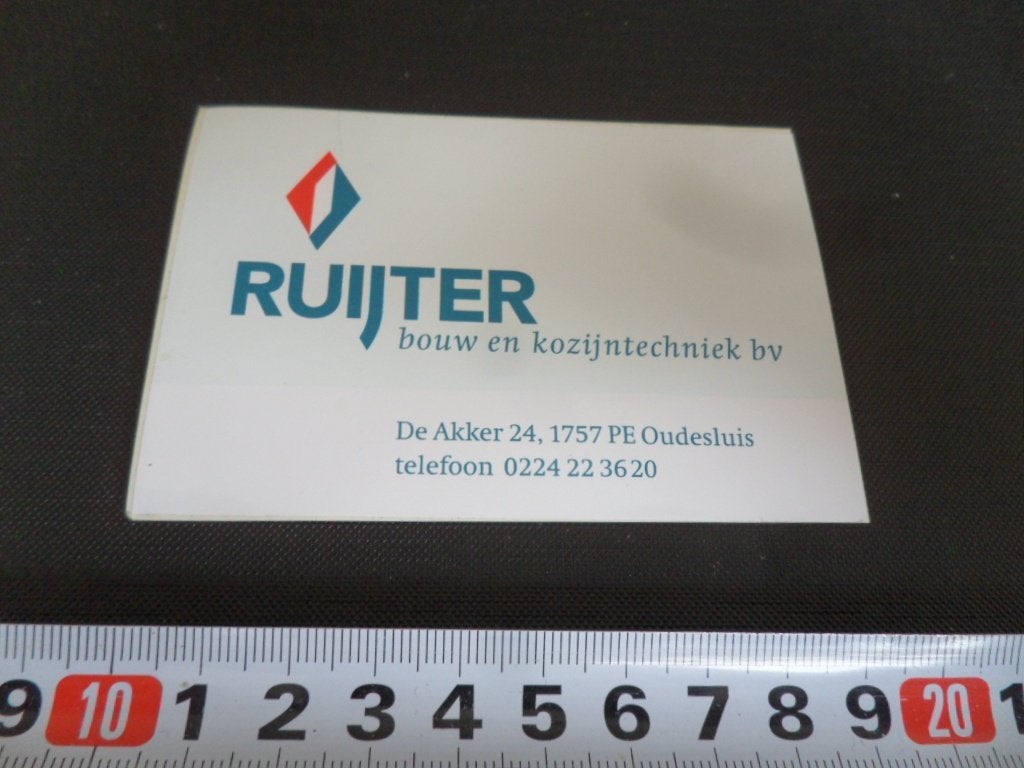 sticker oudesluis ruijter bouw en kozijntechniek de akker 24, Ophalen, Zo goed als nieuw